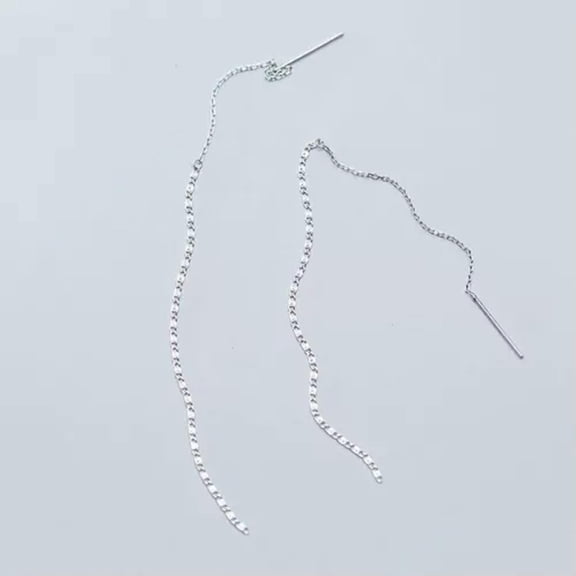 QQTDFG 925 Sterling Silver Simple Threader Earrings Thread Long Dangle Earrings A1621-Silver