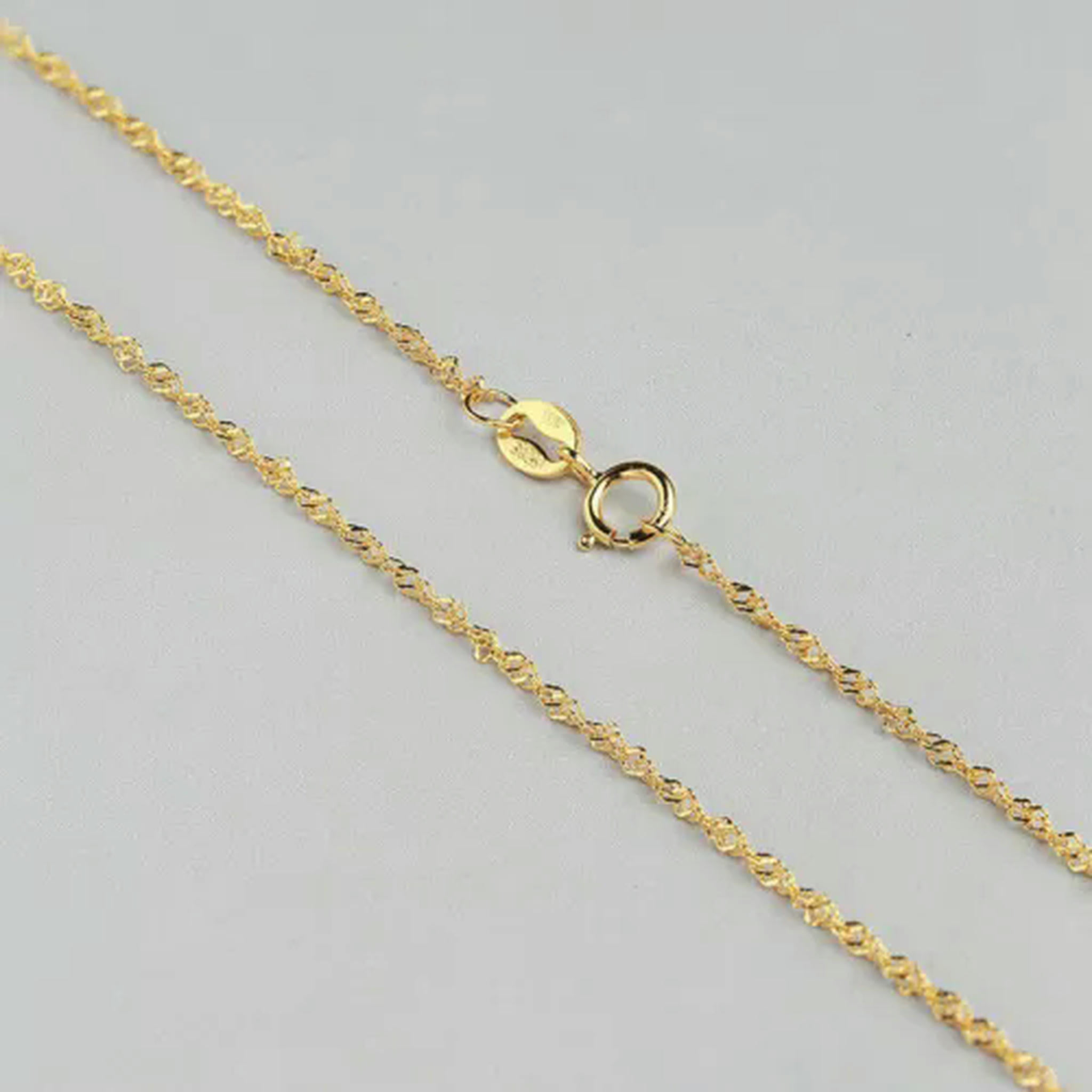 QQTDFG 925 Sterling Silver Singapore Chain 1.0/1.3mm 16"/18"/20"/22"/24" Necklace A2822-1.0mm - 20" - 50cm-Gold