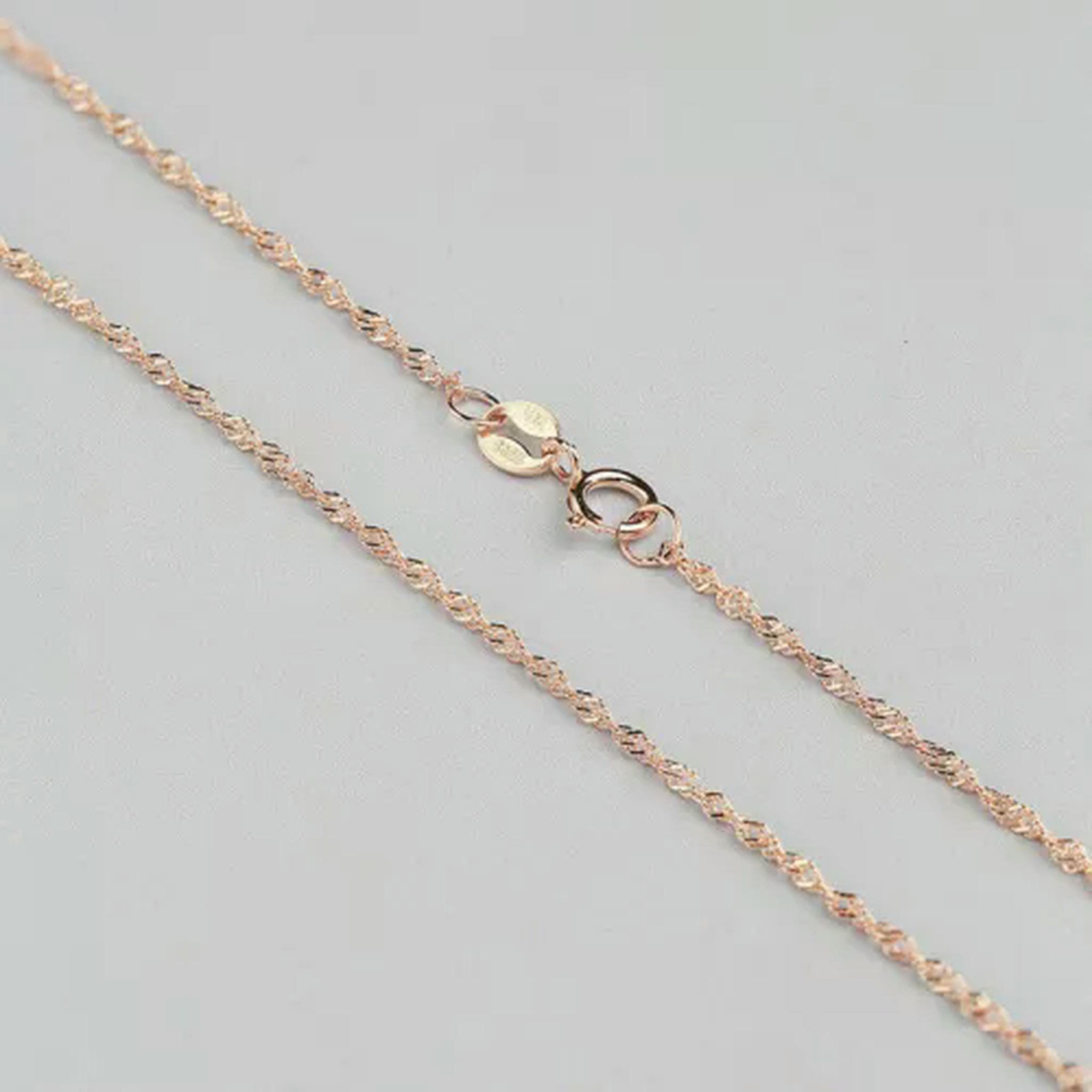 QQTDFG 925 Sterling Silver Singapore Chain 1.0/1.3mm 16"/18"/20"/22"/24" Necklace A2822-1.3mm - 22" - 55cm-Rose gold