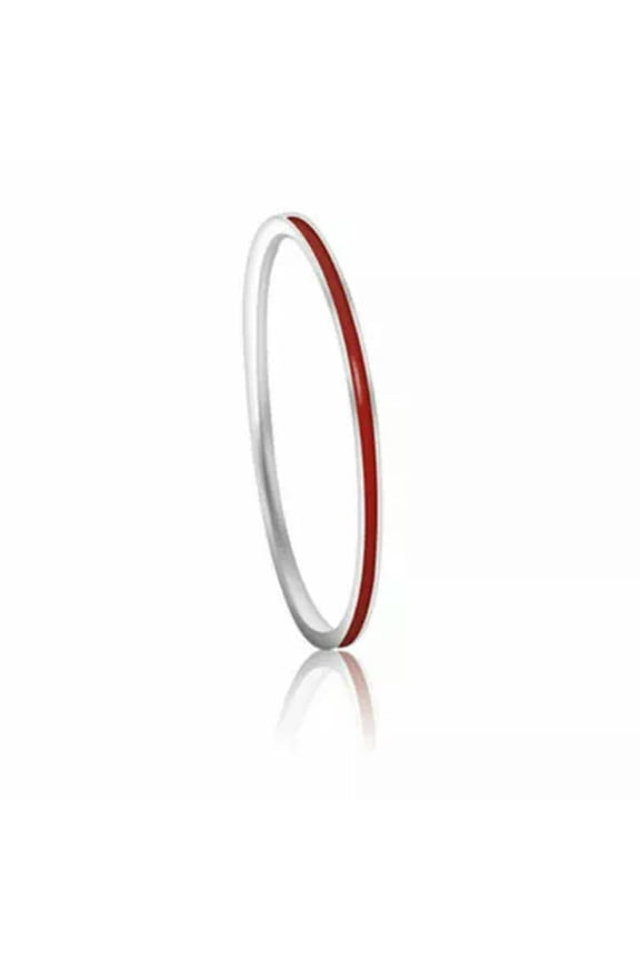 925 Sterling Silver Thin Dainty Line Band Stackable Thumb Pinkie Ring A3055-6.5-Red