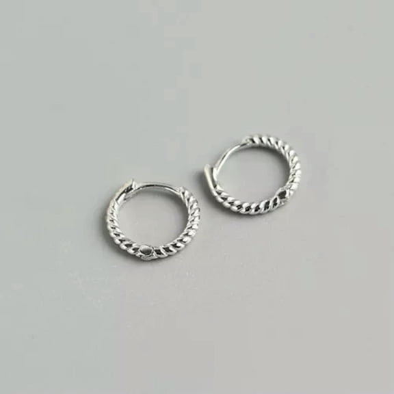 QQTDFG 925 Sterling Silver Thin Twisted Huggie Hoop Sleepers Earrings A1130-Silver - 7mm