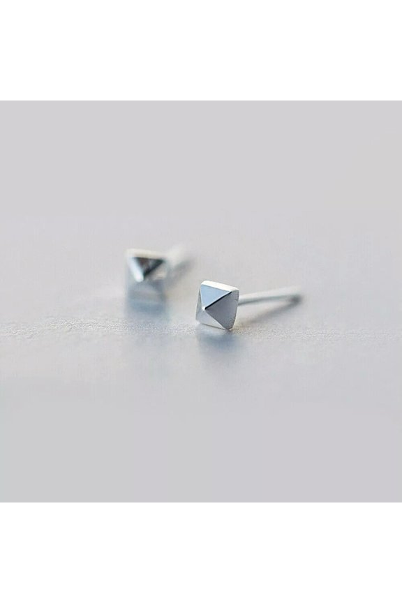 925 Sterling Silver Tiny Rivets Pyramid Stud Earrings A1093-default