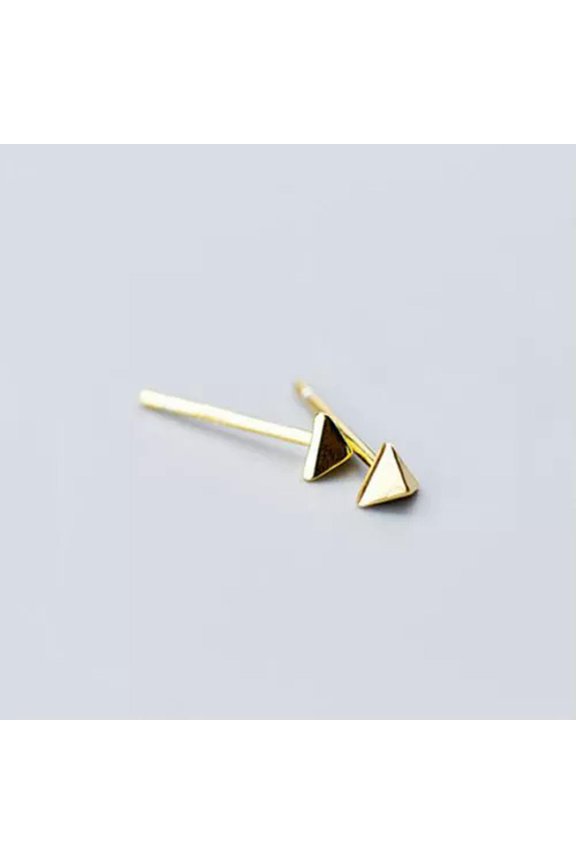 925 Sterling Silver Tiny Triangle Pyramid Stud Earrings A1458-Gold