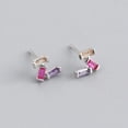 thumbnail image 1 of QQTDFG 925 Sterling Silver Triple Baguette CZ Stud Earrings F1144-C - Silver with Triple-color S..., 1 of 9