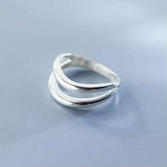 QQTDFG 925 Sterling Silver Women 2 Layers Line Knuckle Midi Pinkie Ring A3132-3.5