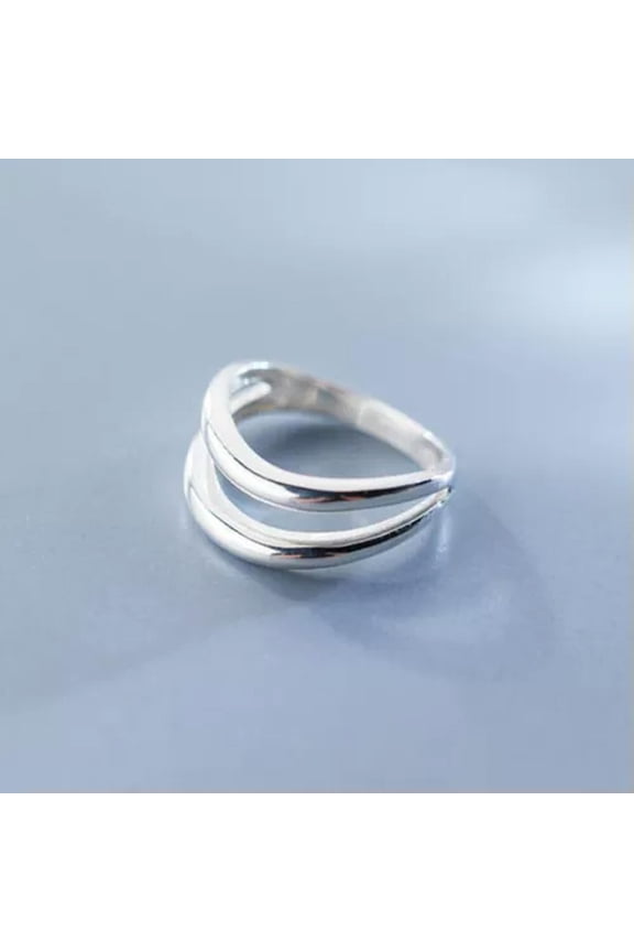925 Sterling Silver Women 2 Layers Line Knuckle Midi Pinkie Ring A3132-4