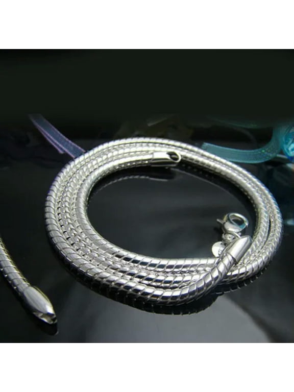 925Sterling Silver 4MM Snake Bone Chain Men Women Chain Necklace 16"-24" NY191-24 inch