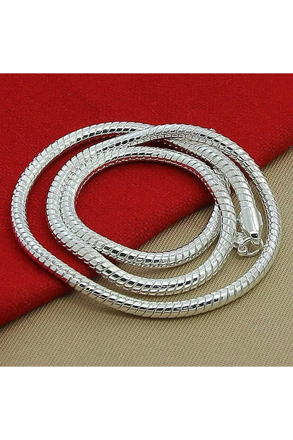 925Sterling Silver Hot Selling 3mm 26" Snake Bone Chains Necklace for Men Women -default