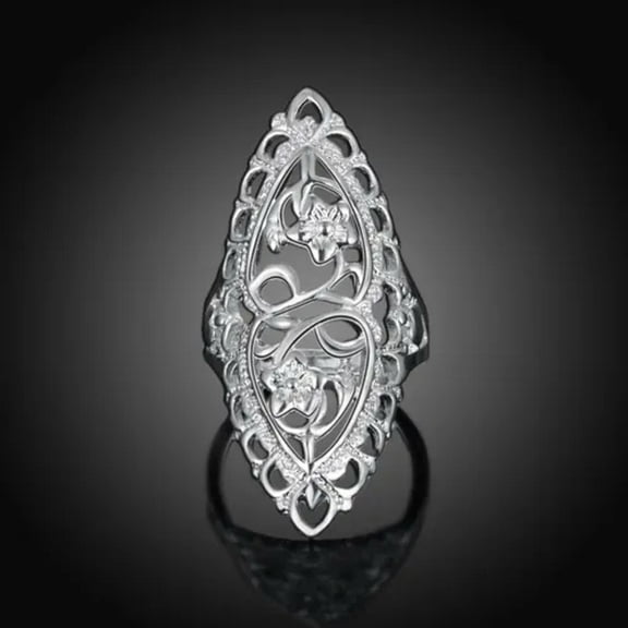 QQTDFG 925Sterling Silver Prism Lace Hollow Flower Women Ring Size6- Size10 RY698-#8