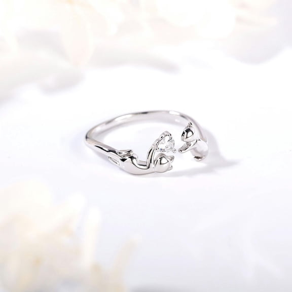 QQTDFG Adjustable Open Finger Ring 925 Sterling Silver Ring Cute Cat Ring Women Jewelry-Style 5