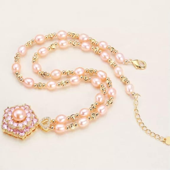 QQTDFG Advanced Design Pendant Collarbone Chain Revolving Sweater Chain Women-pink