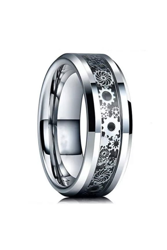 All Kinds Fashion Gear Shape Ring Men And Women's Universal Stainless Steel-Black-8