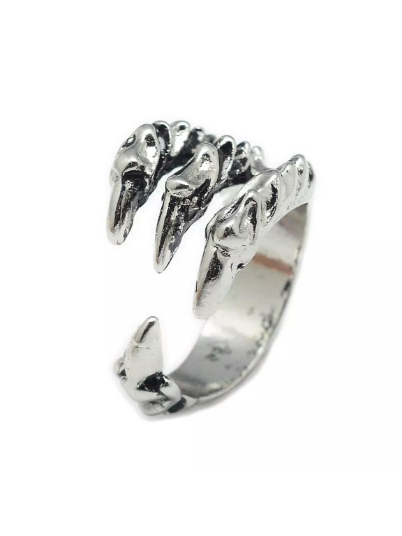 Alloy Cuff Finger Ring Eagle Claw Antique Silver 18mm Size 8 Adjustable P412-default