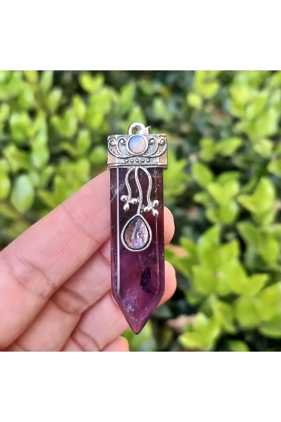 Amethyst Gems Stone Sword Pendant Prism Chakra Reiki Healing Amulet-default