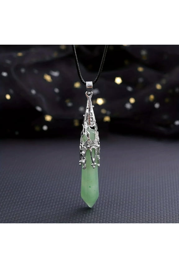 Aventurine Gems Dowsing Pendulum Necklace Magic Reiki Healing Amulet-default