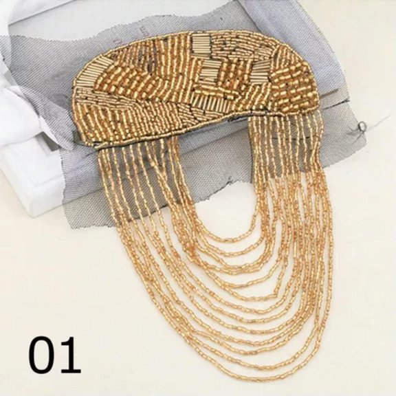 QQTDFG Beads Punk Gothic Brooch Shoulder Mark Brooch Tassel Epaulette Shoulder Board-01