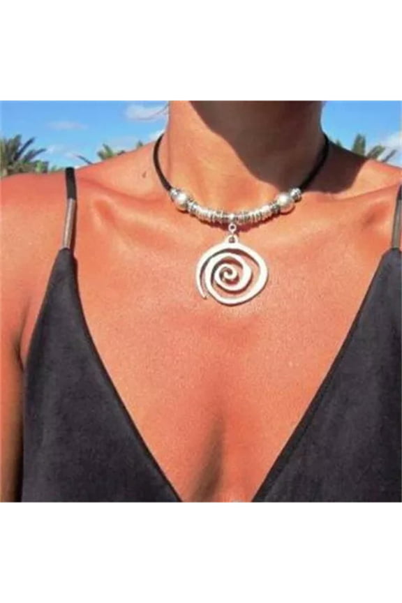 Big Heart Vintage Pendant Necklace Hollow Large Flower Statement Boho Jewelry-#2