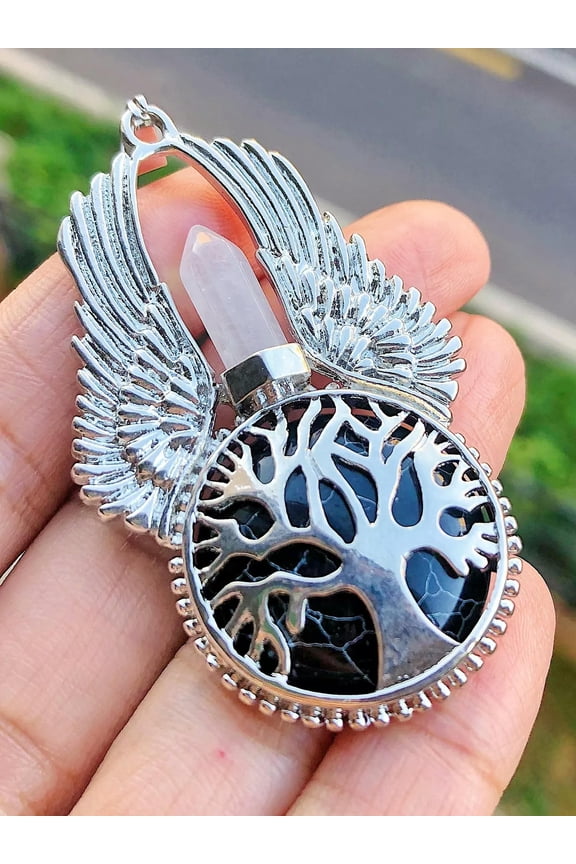 Black Turquoise Gems Tree Of life Angel Pendant Prism Magic Amulet Chakra Reiki-default