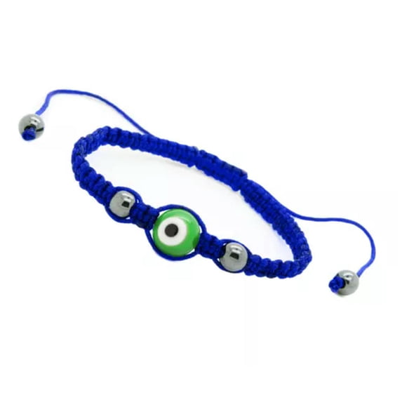 QQTDFG Blue Nylon Cord Evil Eye Good Luck Bracelet Glass Color Adjustable Size Handmade-Green