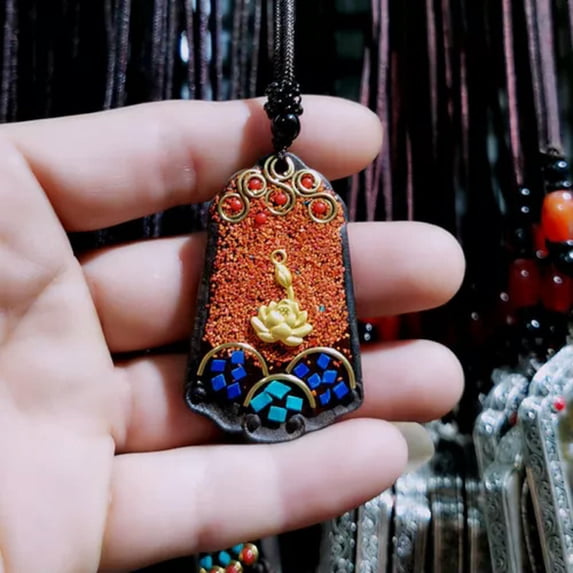 QQTDFG Boho Vintage Wooden Pendant Necklace Long Sweater Chain Carved Jewelry Gift-#5