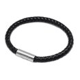thumbnail image 1 of QQTDFG Braided Leather Cord Bracelets Stainless Steel Magnetic Clasp Black 7.8" P527-default, 1 of 3