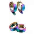 thumbnail image 1 of QQTDFG Brass Huggie Hoop Earrings Multi-color Black Rose Gold Silver 4x8.5x2.3mm&nbsp; P557-Purple, 1 of 2