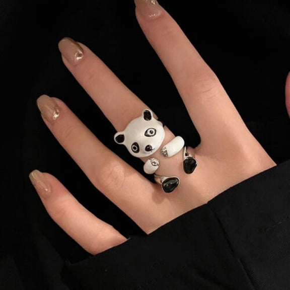 QQTDFG Cartoon Panda Tiger Rings Women Men Couples Friends Ring Jewelry Adjustable-Adjustable-#2
