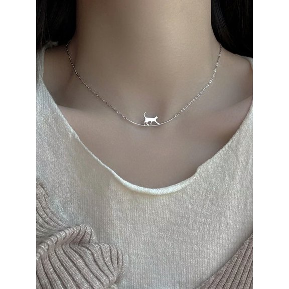 QQTDFG Cat Decor Chain Necklace Creative Necklace for Women Fashion Jewelry-default