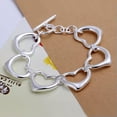 thumbnail image 1 of QQTDFG Classical 925Sterling Silver Sideways Beads 3-1 Chain Women Men Bracelet 8inch-Hollow Heart-H105, 1 of 8