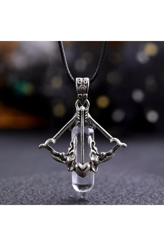 Clear Crystal Gems The Arrow of Cupid Necklace Magic Reiki Healing Amulet-default