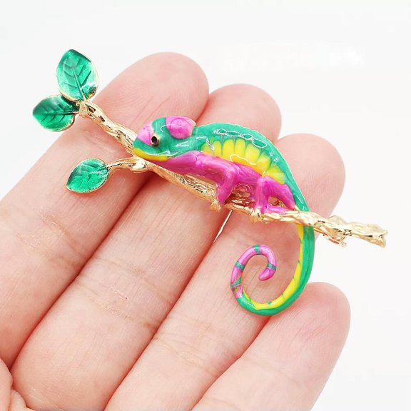 QQTDFG Colorful Enamel Cute Chameleon Lizard Animal Brooch Pin Party Jewelry Gift-default