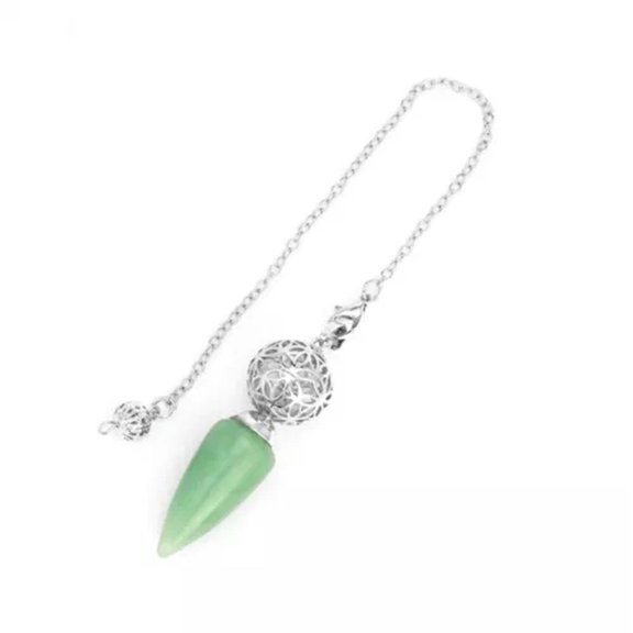 QQTDFG Cone Shape Reiki Pendulum Pendant Home Decoration-Silver-Rose Quartz