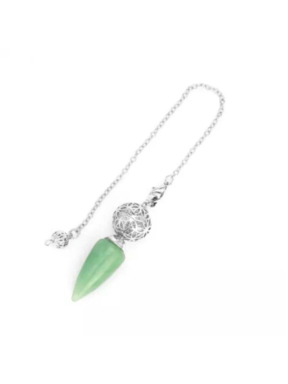 Cone Shape Reiki Pendulum Pendant Home Decoration-Silver-Rose Quartz
