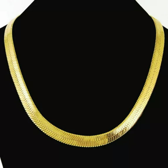 QQTDFG Cool 24K Gold Plated 10mm Snake Bone Men's Chains Necklace 20" 24" JP032 -24"