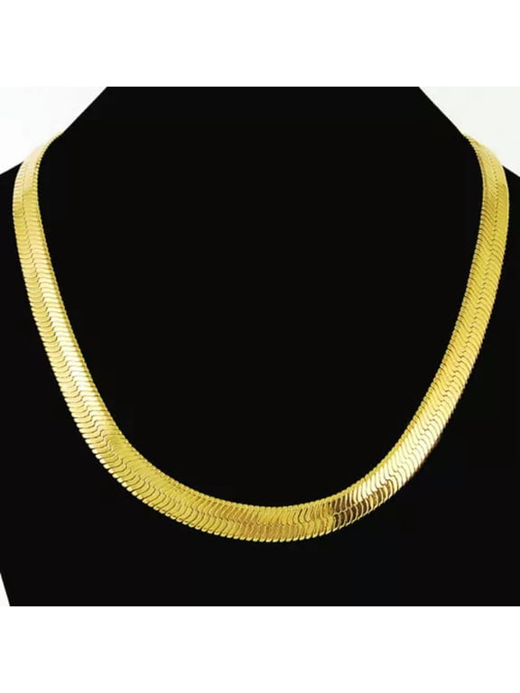 Cool 24K Gold Plated 10mm Snake Bone Men's Chains Necklace 20" 24" JP032 -24"