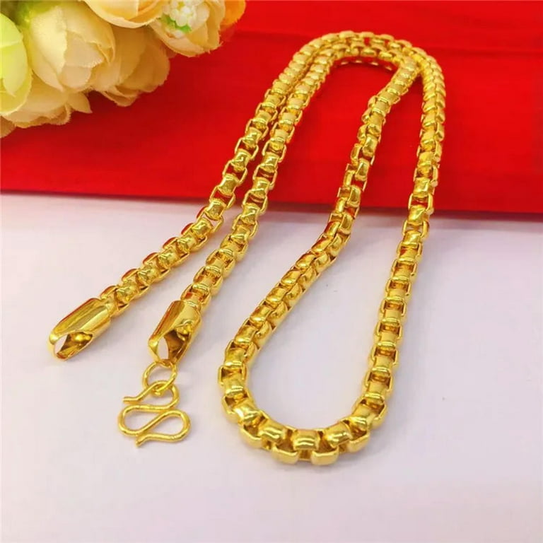 24k Gold Plated Box Style Gold Chain QQTDFG Cool 24K Yellow