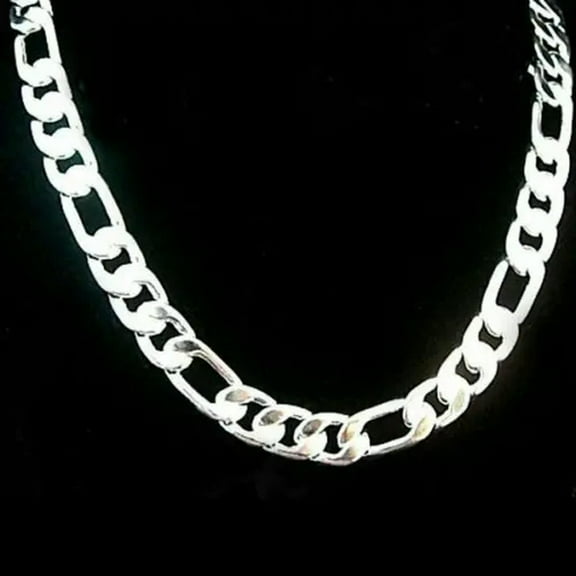 QQTDFG Cool 925Sterling Silver 12MM Flat 3-1 Chain Men's Necklace 20"-24" NY196-22 INCH