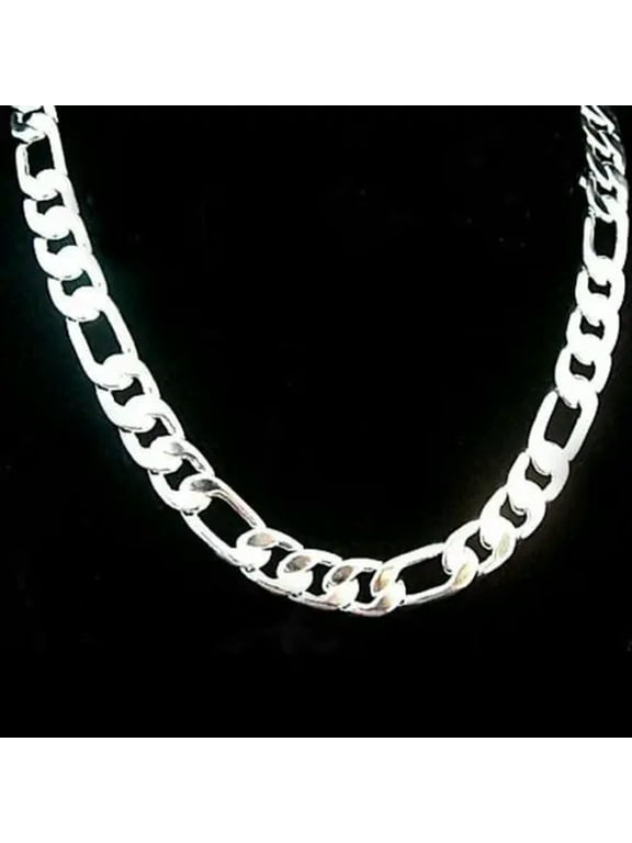 Cool 925Sterling Silver 12MM Flat 3-1 Chain Men's Necklace 20"-24" NY196-22 INCH