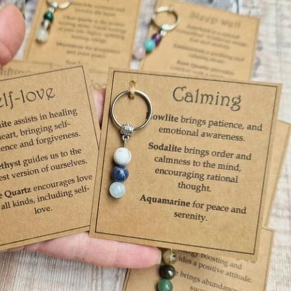 QQTDFG Couple Accessories Healing Gemstone Keychain Encourage Keychain Key-Calming