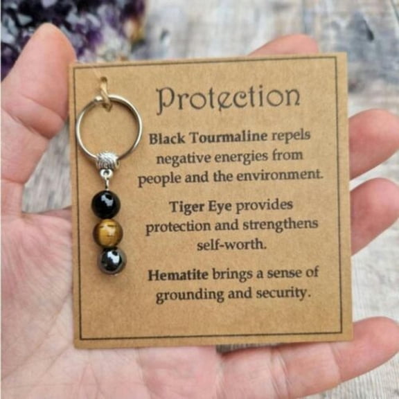 QQTDFG Couple Accessories Healing Gemstone Keychain Encourage Keychain Key-Protection