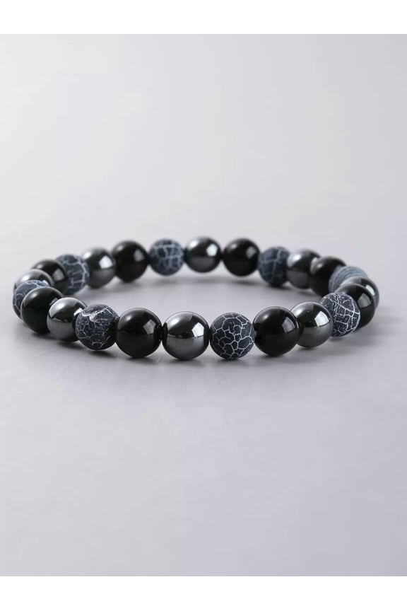 Cracked Pattern Stone Beaded Bracelet Boho Crafted Creative Beads Design-default