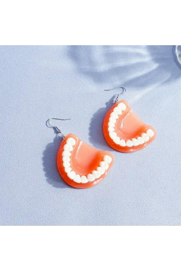 Creative 3D Halloween Resin Horror Tooth Earrings Exaggerate Fake Teeth Earrings-#1