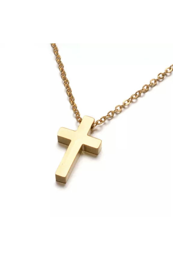 Cross Stainless Steel Pendant Necklaces Lobster 15.7" 40cm Z482-Gold