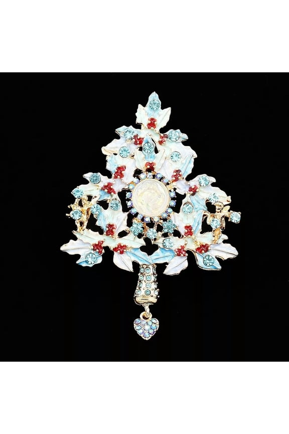Crystal Christmas Tree Fairy Elf Heart Charm Brooch Pin Womens Jewelry Gift-default