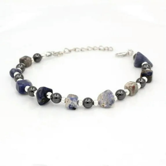QQTDFG Crystal Gemstone Bracelet Bead Chakra Natural Stone Hematite magnetism Reiki -Blue grain stone