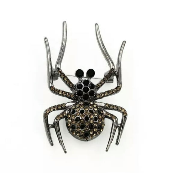 QQTDFG Cute Crystal Rhinestone Spider Insect Brooch Pin Jewelry Gift-Black