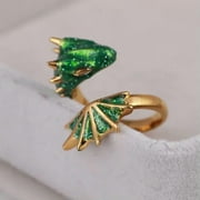 QQTDFG Cute Resin Dragon Ring Women Men Wedding Party Band Jewelry Gifts Adjustable-Adjustable-#Green