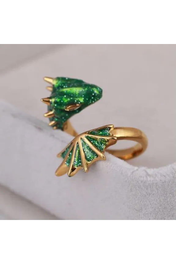 Cute Resin Dragon Ring Women Men Wedding Party Band Jewelry Gifts Adjustable-Adjustable-#Green