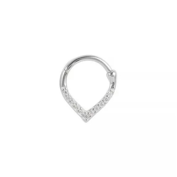 QQTDFG Daith Hoop Helix Ring, Sterling Silver CZ Cartilage Piercing Earring A4007-Silver
