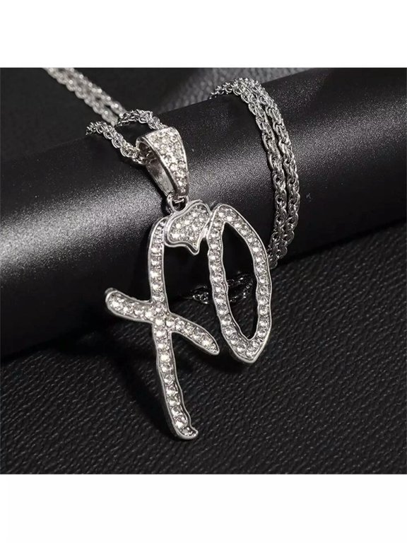 Delicate Xo Cubic Zirconia Inlaid Iron Chain Necklace Sparkly Necklace Party-default